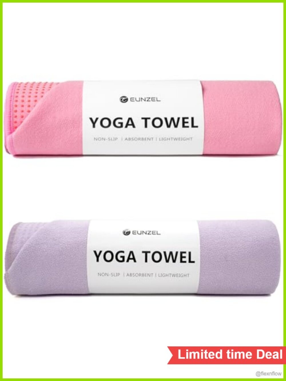 2 Pack Hot Yoga Towel with Grip Dot Non Slip Microfiber 72x24